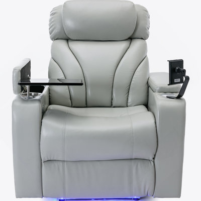 Power Motion Recliner Electric Power Recliner With USB Charging Port, Hidden Arm Storage, Convenient Cup Holder And Bluetooth Speaker, Light Grey(Old Sku:SG000800AAE)