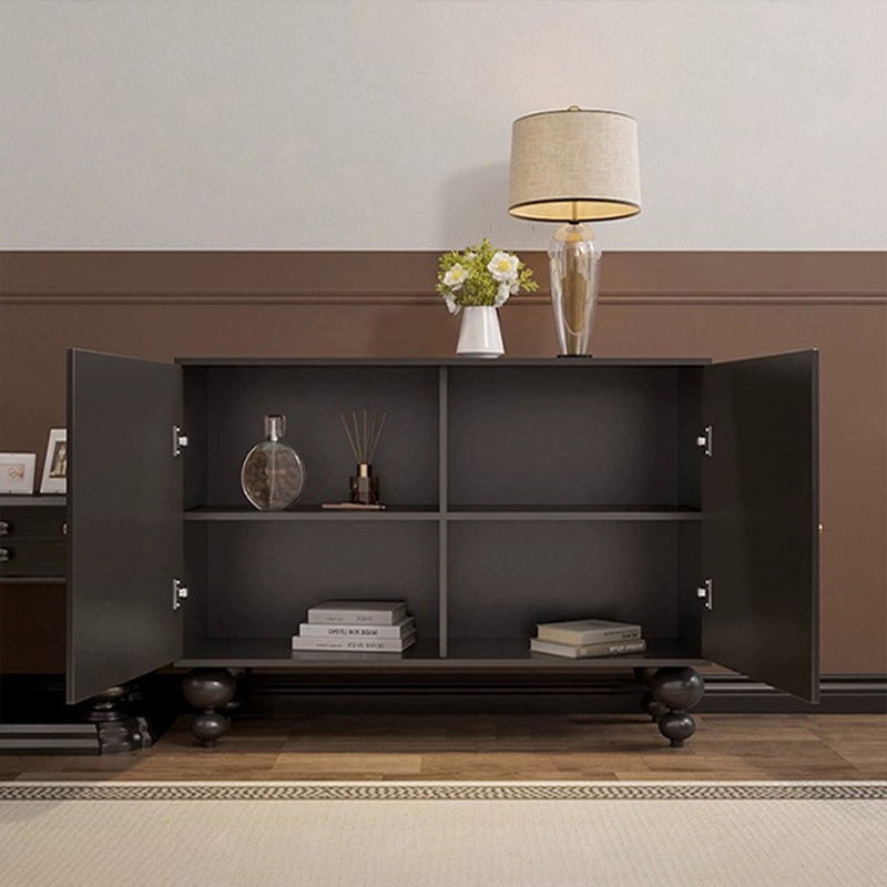 Armoire d'appoint moderne en bois massif, Noyer foncé