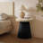 Light Wood Finish Top with Black Base Manufactured Wood Round Side Table