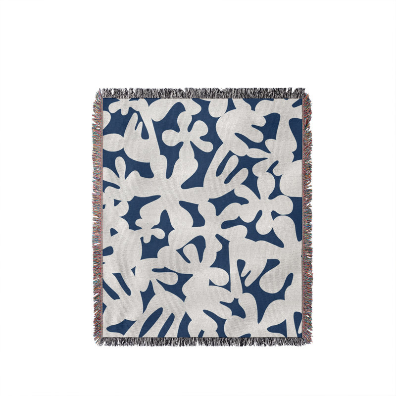 Jeté en coton Sheri, Bleu, 60 po x 80 po