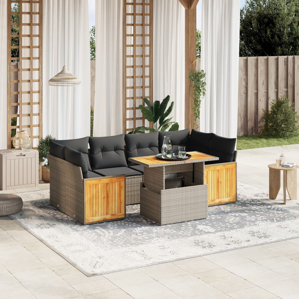 6-Sitzer Lounge-Set aus Polyrattan mit Polster