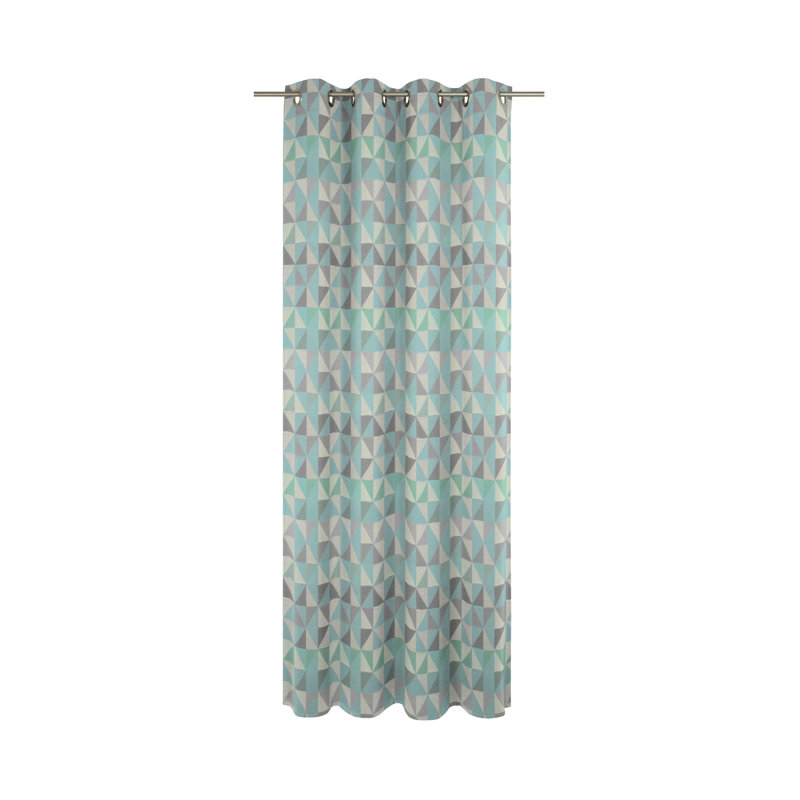 Vanesa Cotton Room Darkening Curtain Single Panel, 145 W x 145 D cm, Blue/Grey/Light Grey