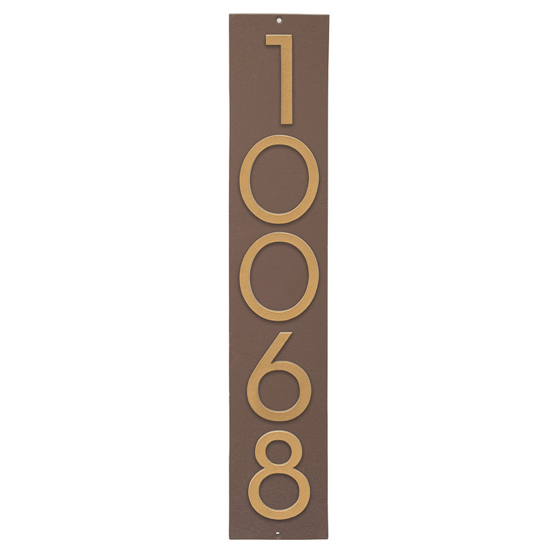 Plaque d'adresse verticale flottante 4 po (5 chiffres), Sable, Or
