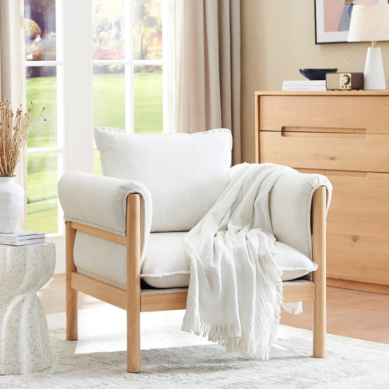 Fauteuil d'appoint 33 po Mid-Century, Mélange de coton lin