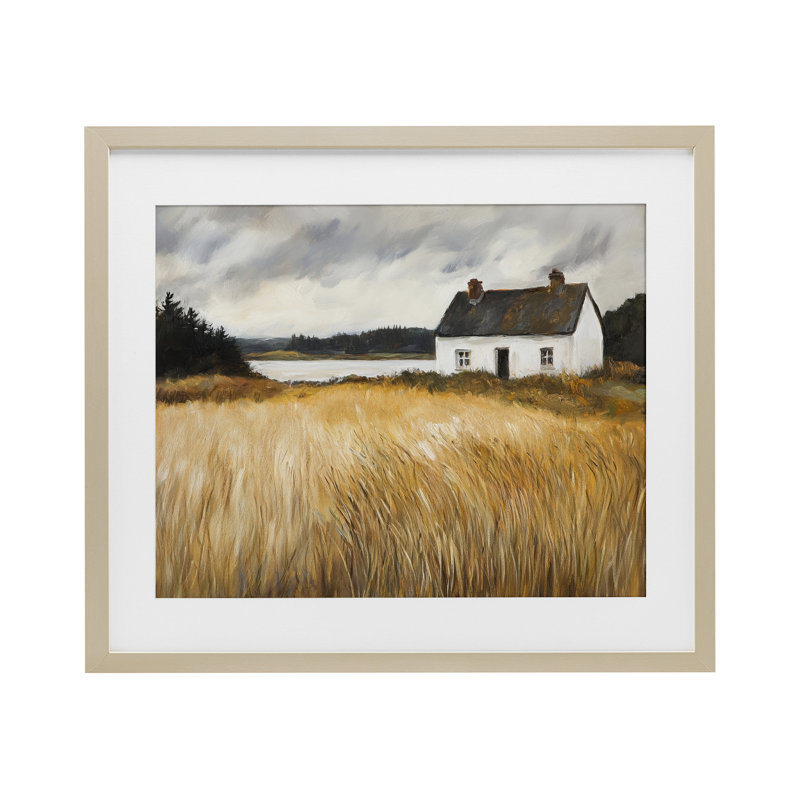 «White House On Wheat», reproduction encadrée sous verre, conception de Petal Prints Design, H 13 po x l 16 po