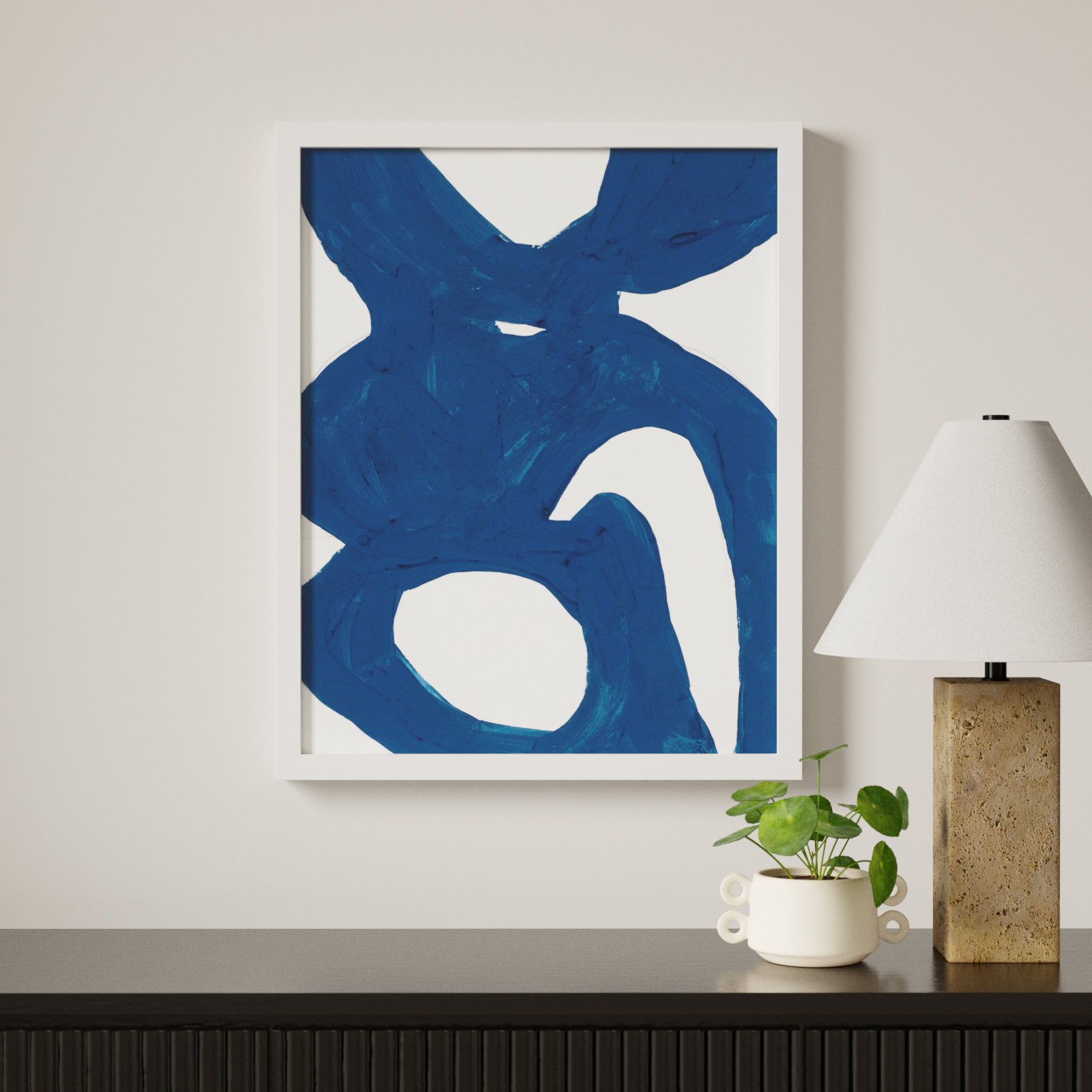 Blue Harmony 1 by Andrea Stokes, White Framed, 30" H x 24" W x 1.25" D