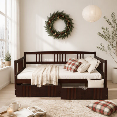 High - Quality Wood Daybed with Two Spacious Drawers, Perfect for Dual - Use in Any Bedroom or Guest Room for Comfort and Storage
