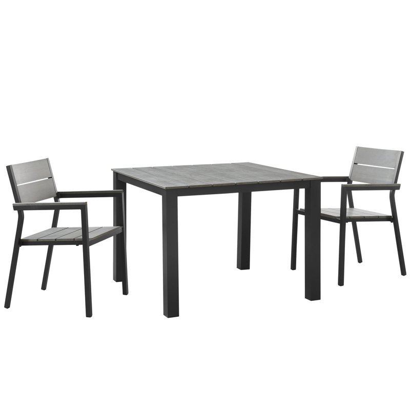 Maine 3 Piece Dining Set, Brown/Gray