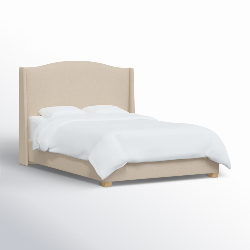 Allis Upholstered Wingback Bed, Queen, Classic Linen Linen