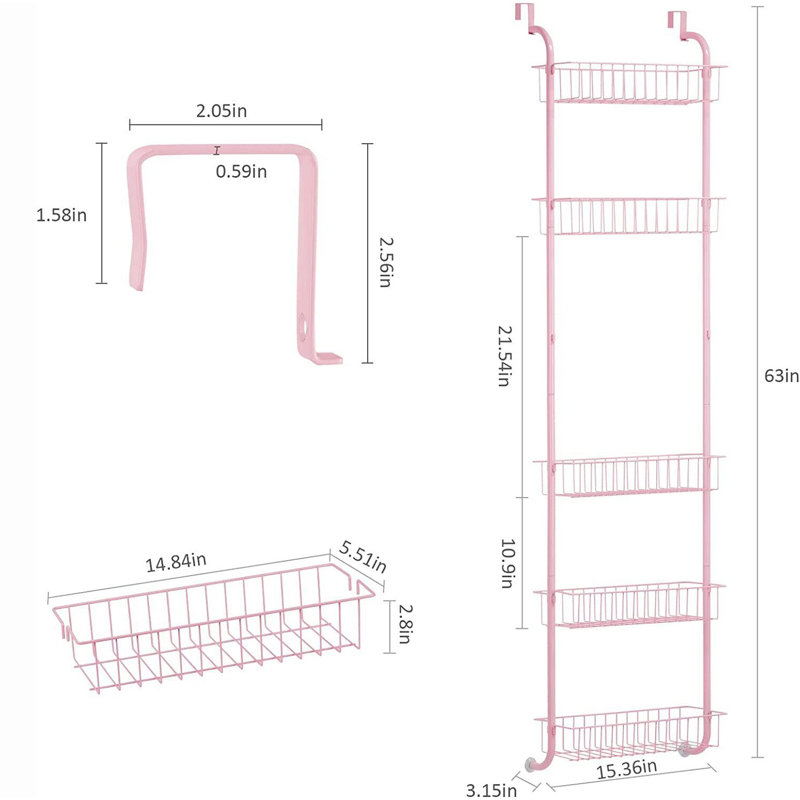 Organisateur de porte d'armoire Hodalis, Rose