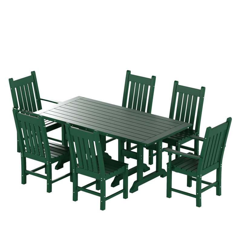 Laguna 6 - Person Patio Dining Set with Rectangular Table, Dark Green