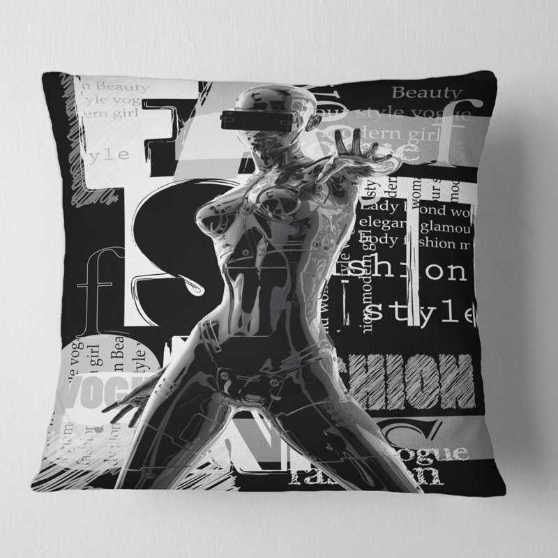 Housse et insert de coussin monochromes Cyborg Body II, 16" x 16"