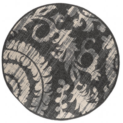 Tapis intérieur / extérieur à motif floral noir / beige Amont