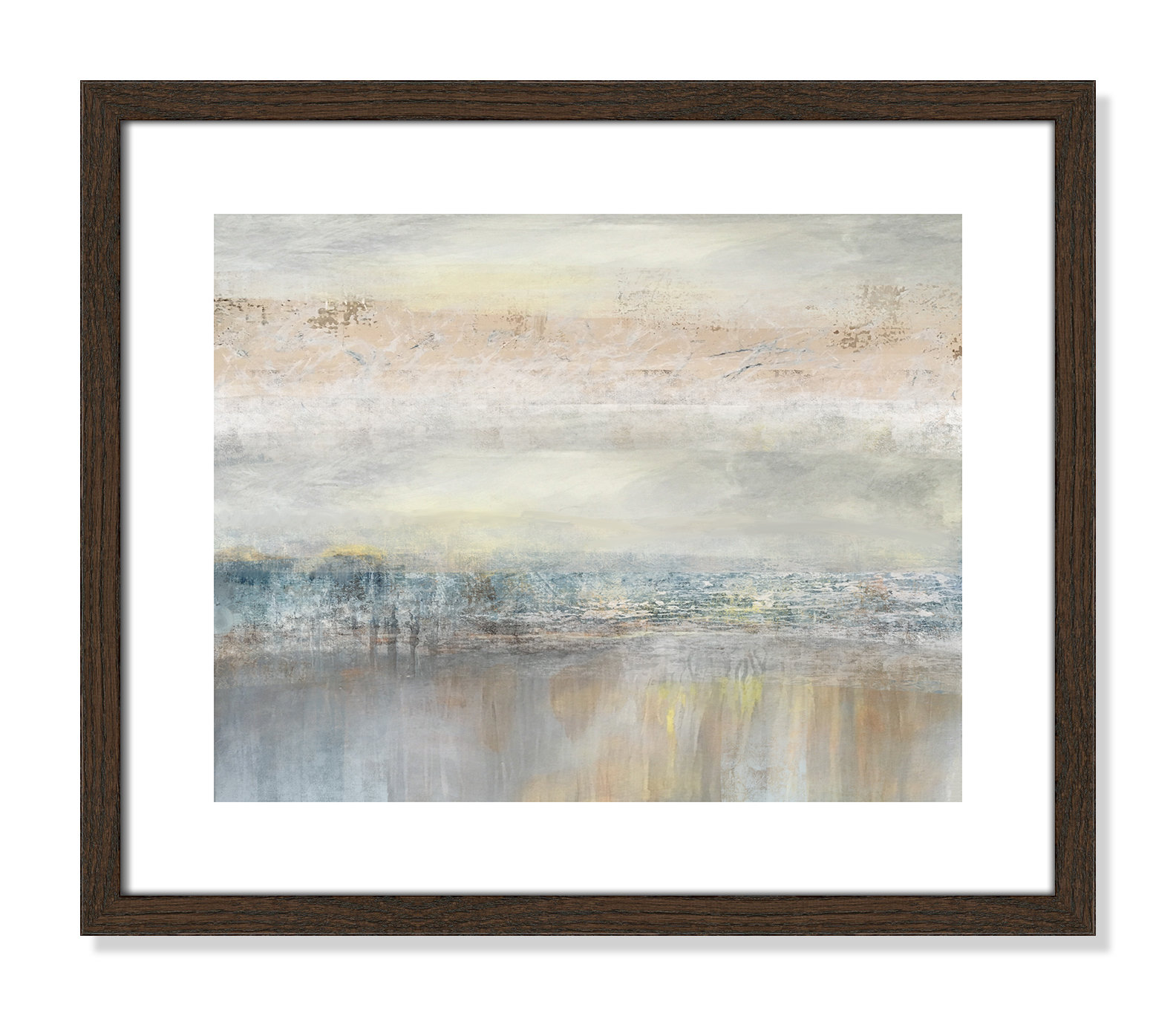 Electra "From A Distance" Painting by Nan, 16" H x 19" W, Picture Framed Paper, Walnut Wood