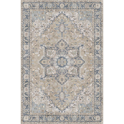 Vintage Area Rug Washable Non Slip Moroccan Plant Floral Indoor Rug