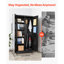 Metal Storage Cabinet, 179.5 cm Rolling Steel Garage Cabinet with Adjustable Shelves, 2 Magnetic Doors, Hanging Rod & 3 Rod Hooks, 5 Tiers Lockable Tool Storage for Pantry, Warehouse, Basement
