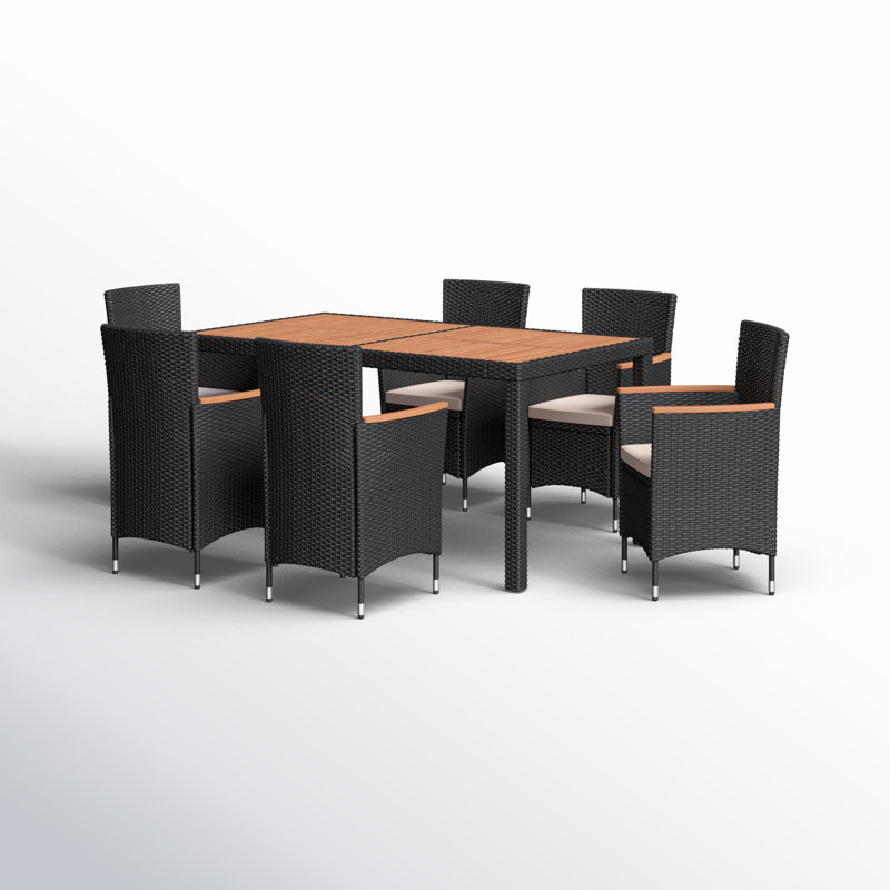 Callan Rectangular 6 - Person 59.05" Long Dining Set with Cushions, Black