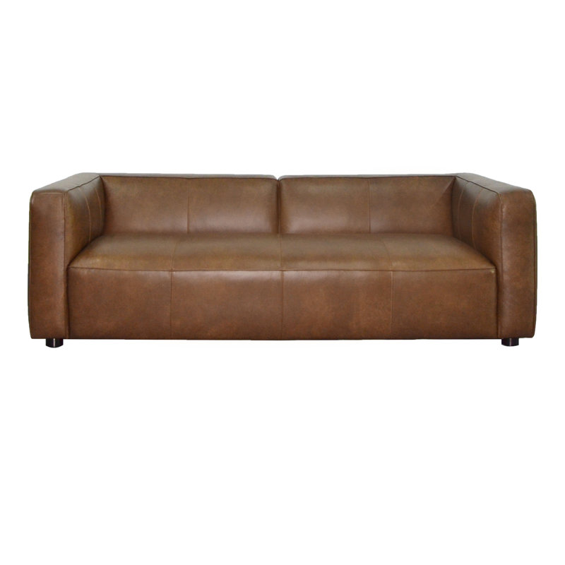 Canapé à accoudoirs carrés en cuir véritable 94,5 po Kenisha