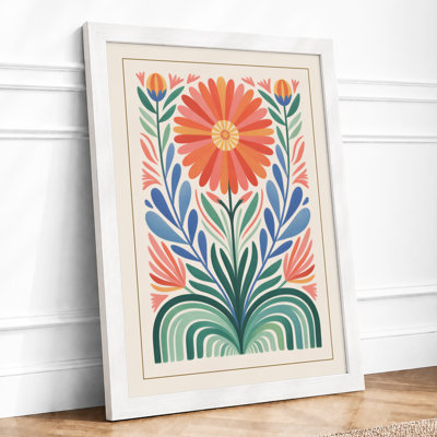 Stylized Daisy Bloom Botanical - Framed Print