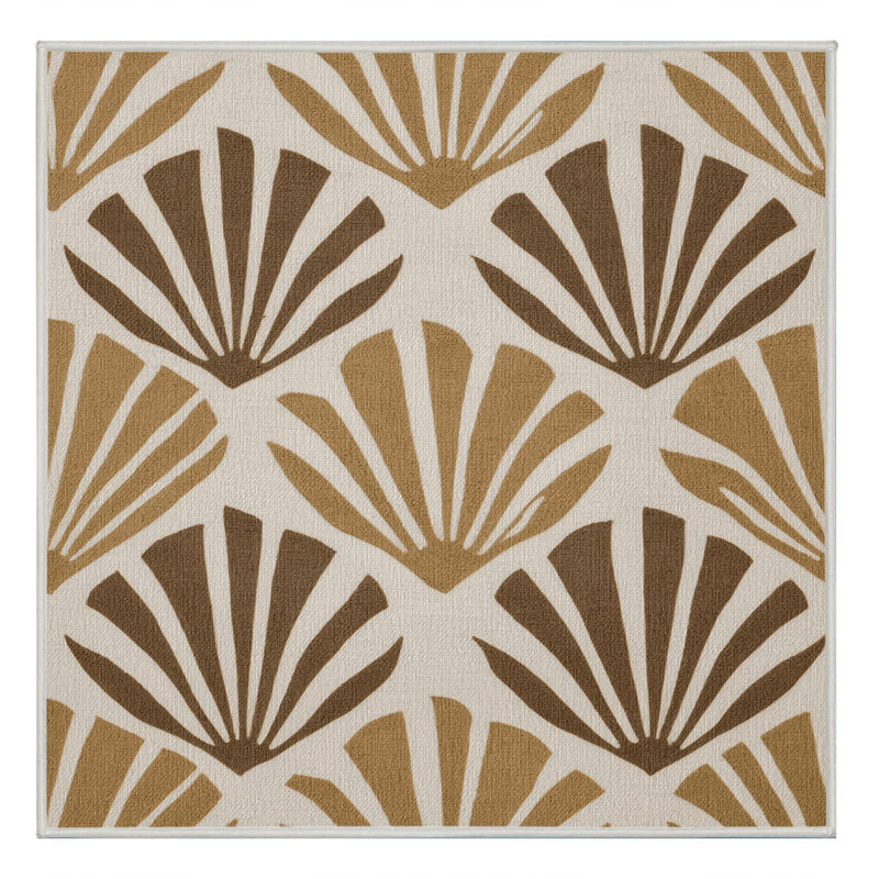 Washable Modernist Shell Study Coastal Area Rug, Square 3'
