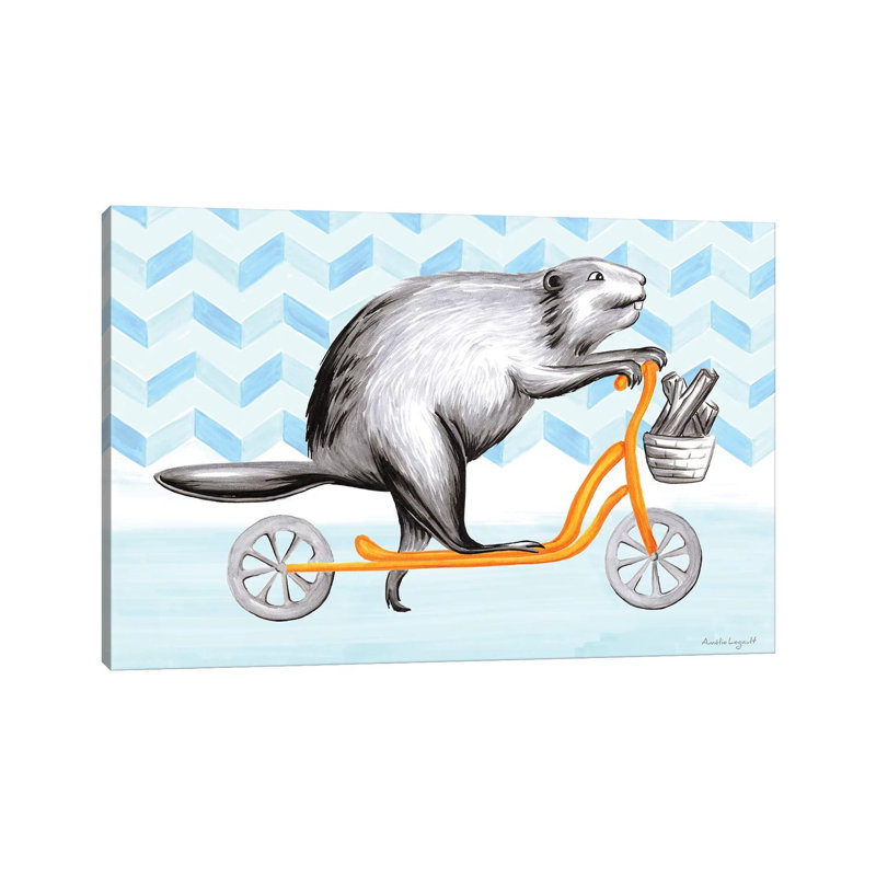 Beaver On Scooter by Amélie Legault - Wrapped Canvas Print, 101.6 cm H x 66.04 cm W x 1.91 cm D