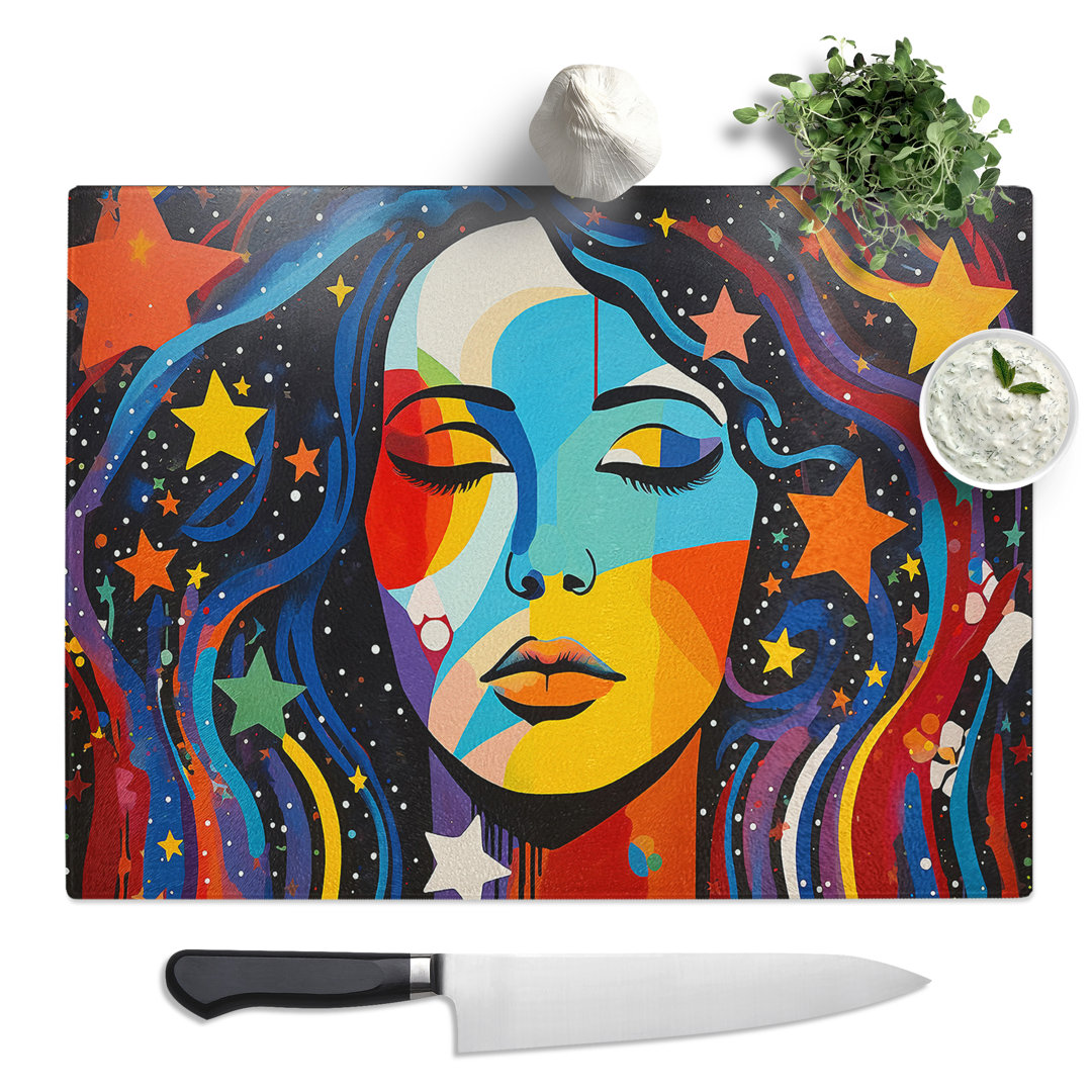 Universe Woman Pop Art  Glass Chopping Board