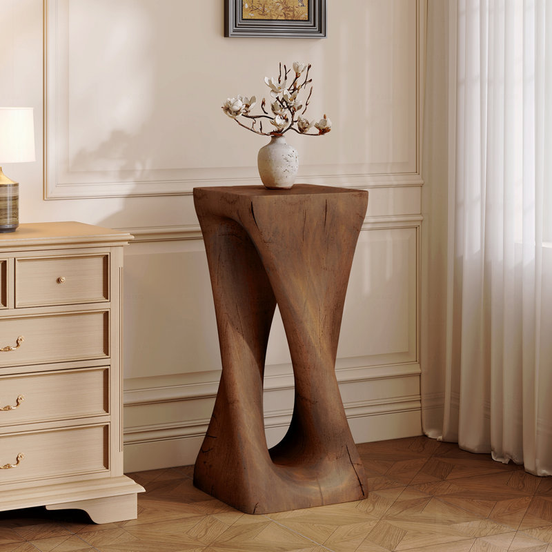 Table d'appoint Esdert MGO Twist Shape, H 26,8 po x l 12,5 po x P 12,5 po, Brun antique