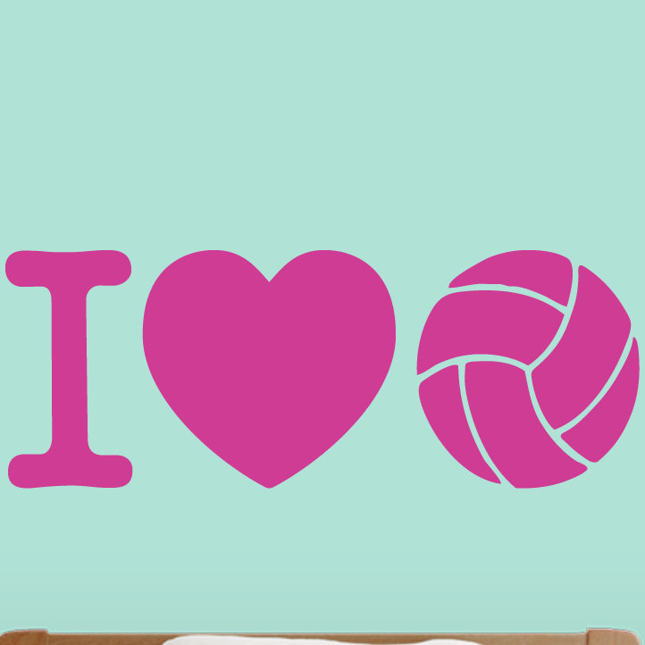 Décalcomanie murale i love volleyball, Rose vif
