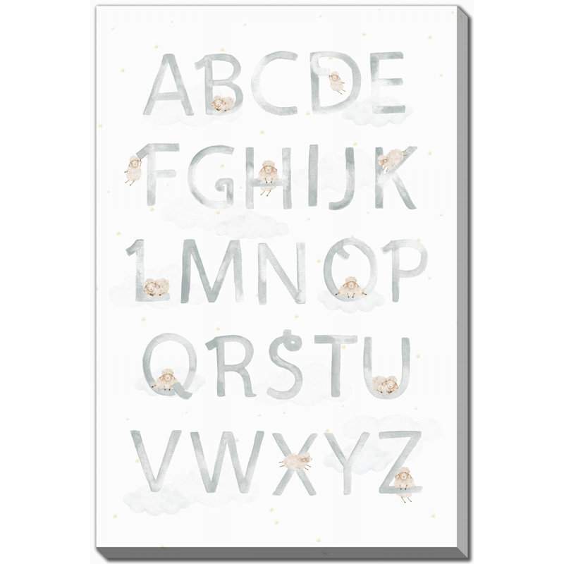 «Sheep Alphabet Blue», art mural sur toile, H 60 po x l 38 po