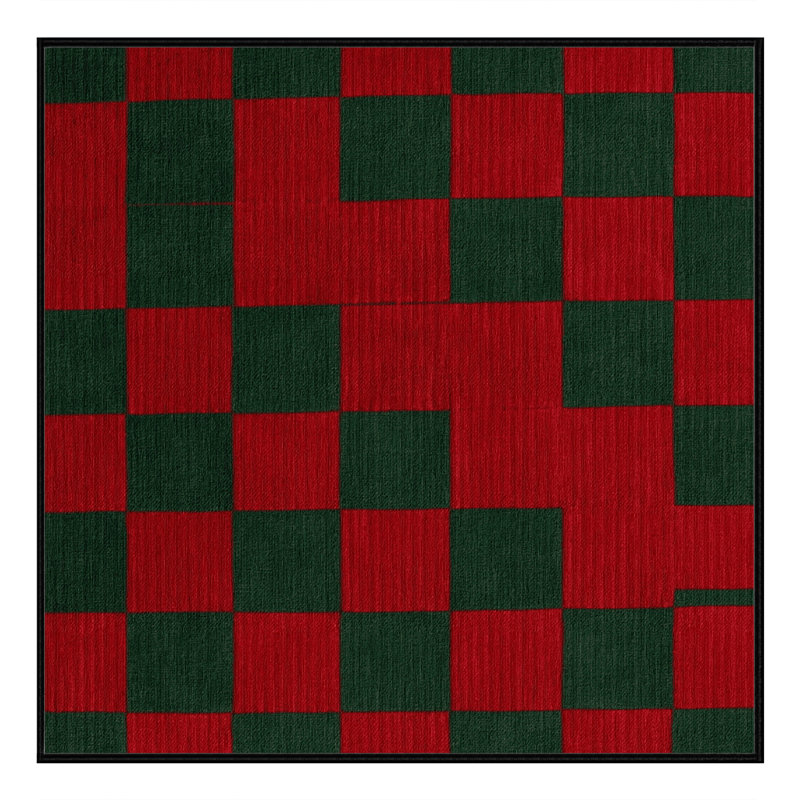 Tapis rouge à carreaux lavable à la machine, Carré 8 pi