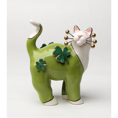 St. Patrick's Whisker Cat Figurine- 5 1/2"H