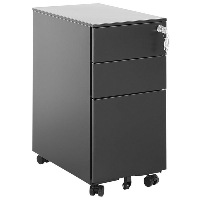 Bridget-Malikia 30cm Wide 3 -Drawer Mobile Solid Wood File Cabinet, Black