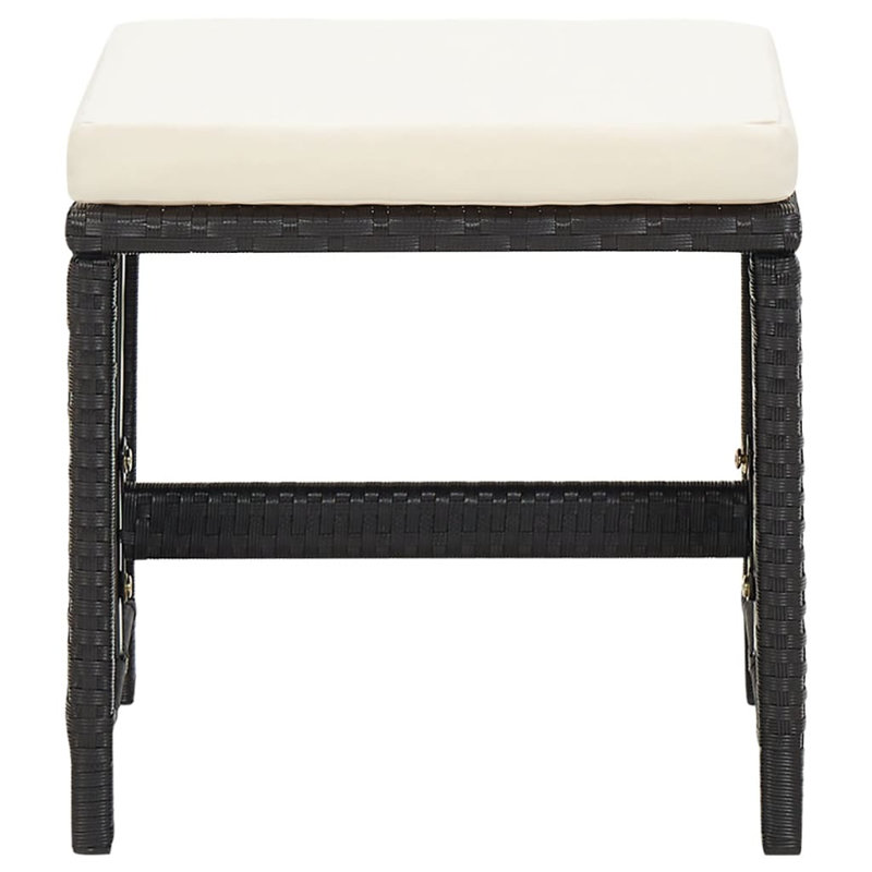 Garden Stool Set Of 4, Black, Beige/Black
