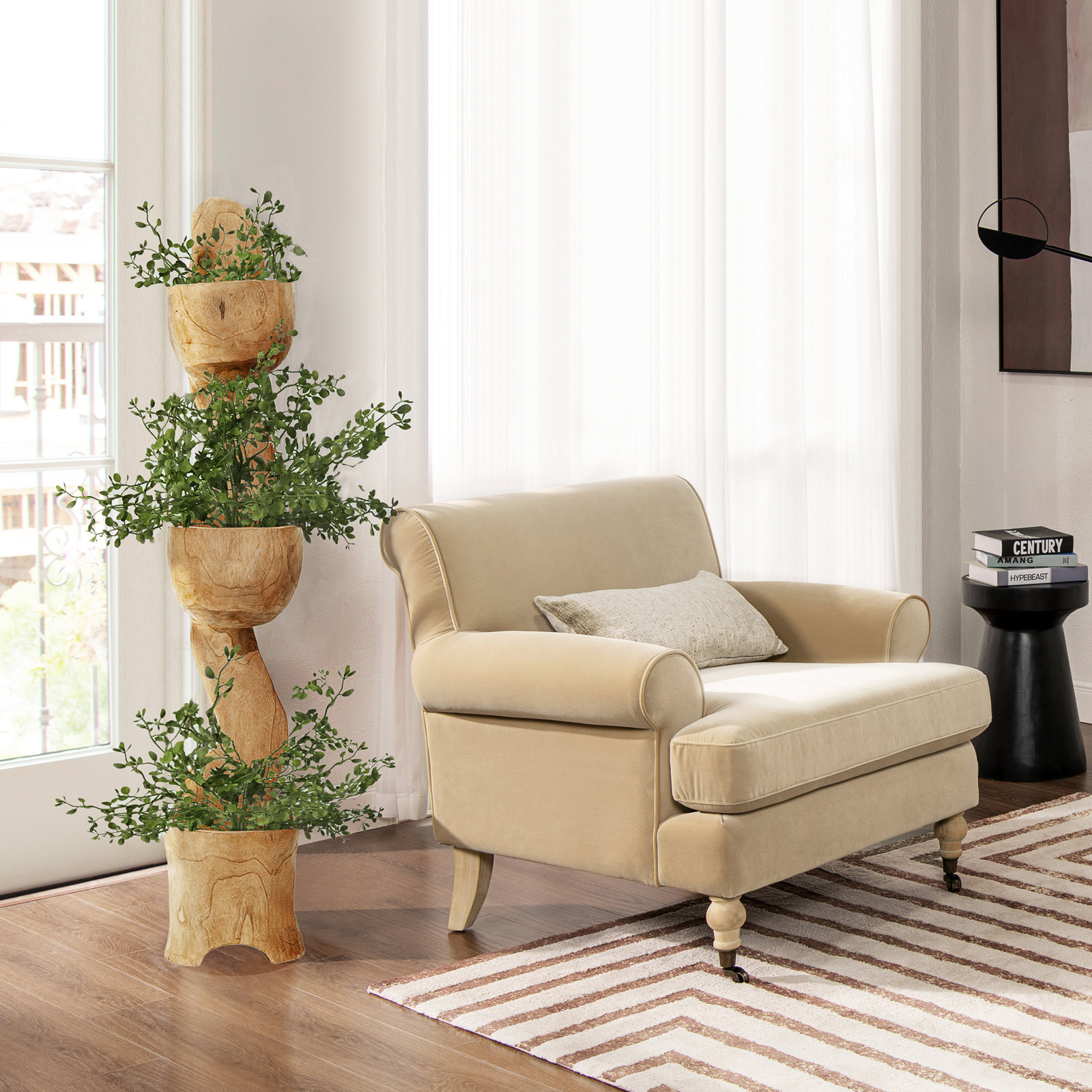 Harbor Armchair, Fawn Brown Velvet