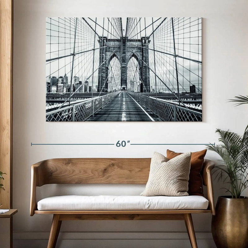 Pont de Brooklyn monochrome, H 34 po x l 51 po