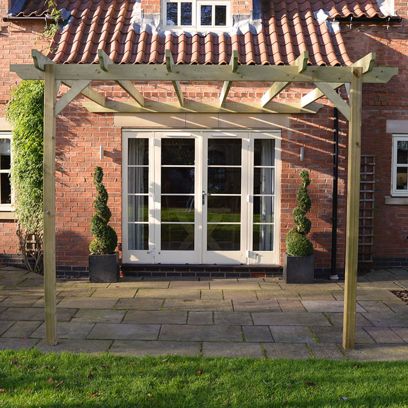 Micha Solid Wood Wood Pergola, Light Green, 16' x 10'