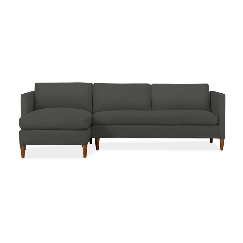Clifford 2-Piece Sectional with Sinuous Springs and Feather Blend Cushions, Left Hand Facing, Davis Smoke Bouclé