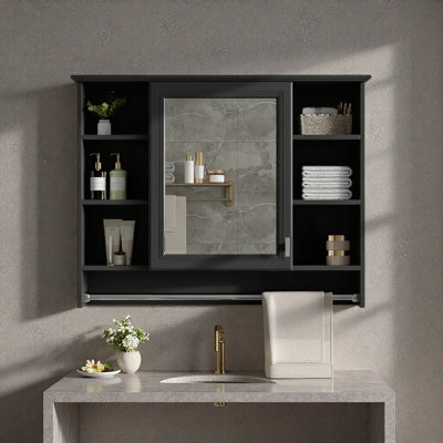 Armoire à pharmacie 36 po à miroir noir moderne 36 po