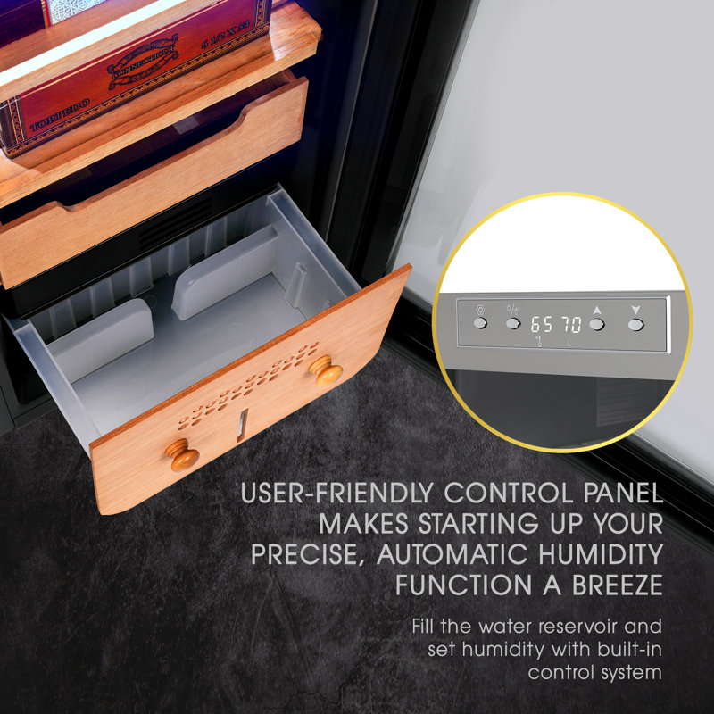 Schmécké Stainless Steel Cigar Humidor with Spanish Cedar Shelves