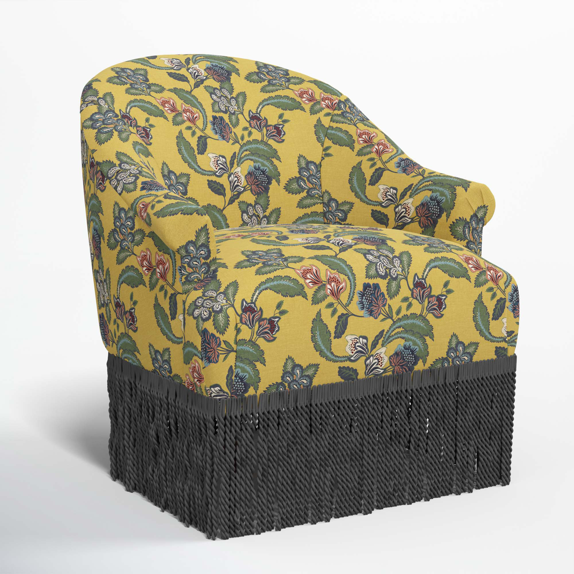 Callie Barrel Chair, Libby Floral Gold, Black