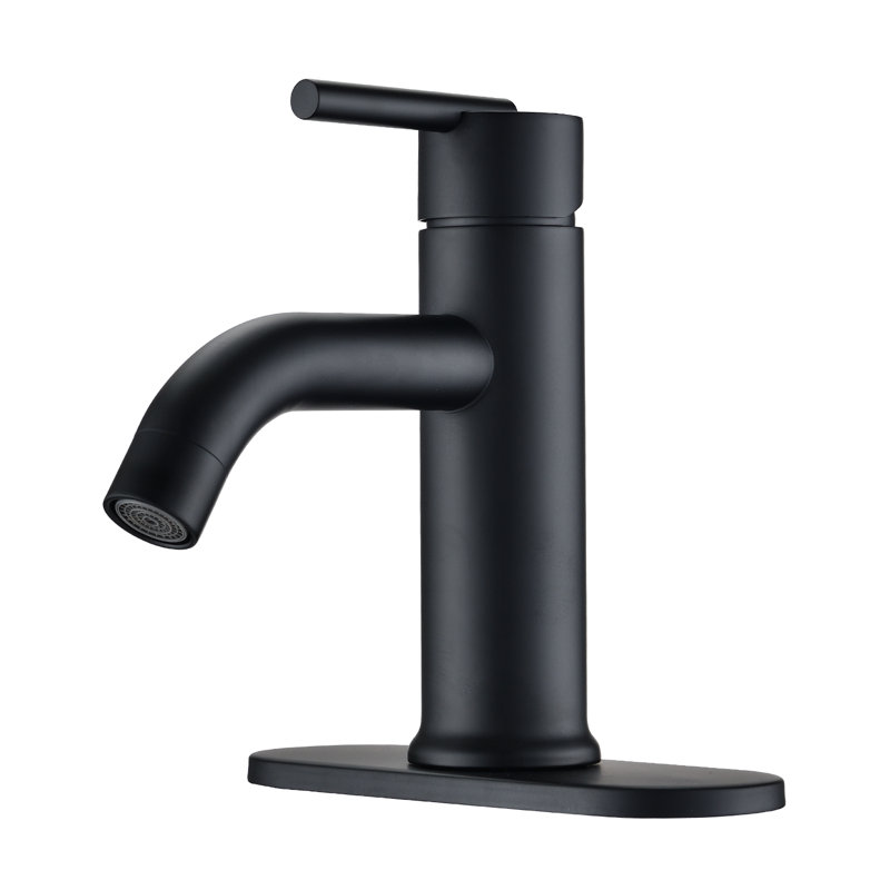 Robinet pour salle de bain à un trou noir mat, Noir mat, Système de drainage non compris