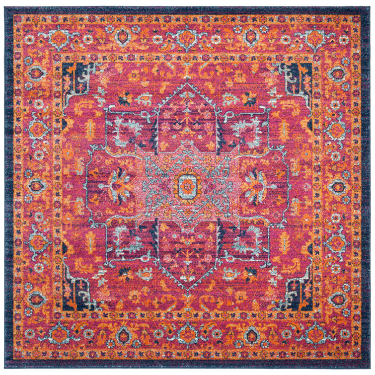 Annette Oriental Fuchsia/Orange Area Rug