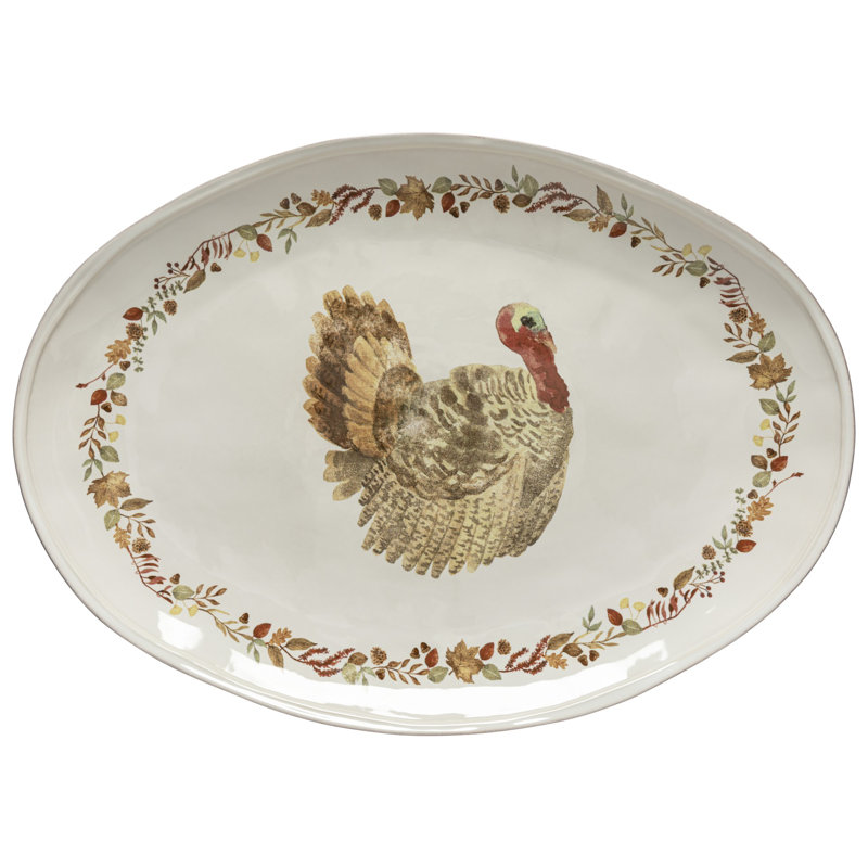 Thanksgiving Oval Ceramic Turkey Platter