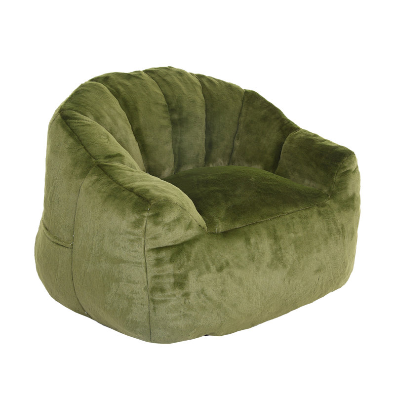 Bean Bag Chair, Green Faux Fur