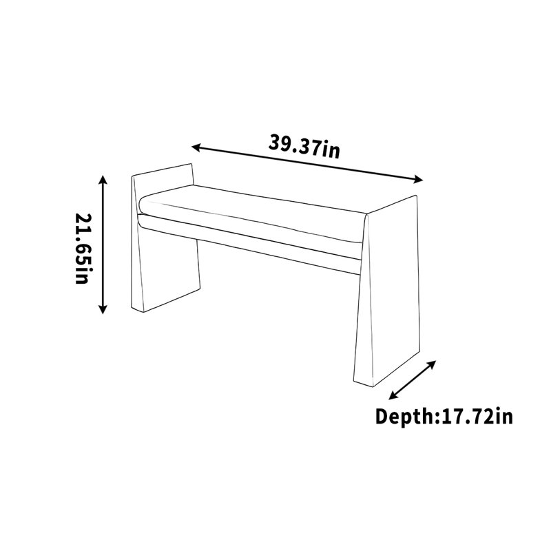Banc de magasin de vêtements de repos en bois massif simple, H 21,65 po x l 39,37 po x P 17,72 po