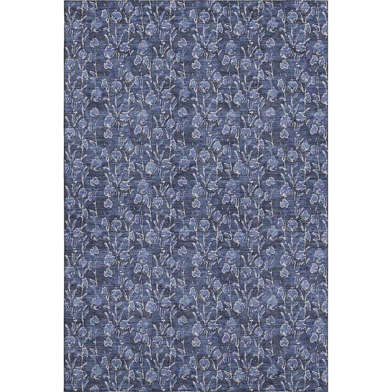 Premium Machine Washable Prisco Navy Rug, Rectangle 9' x 12'