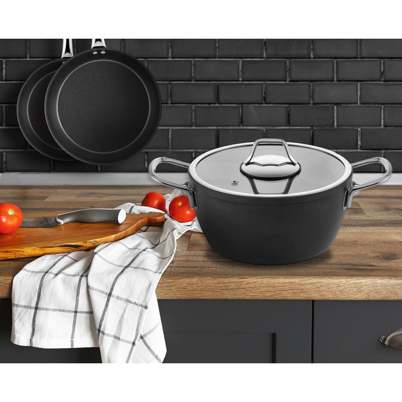 Belfry Kitchen Kyla 2L Non-Stick 100% ALUMINIUM Standard Pot, Black, 20 cm