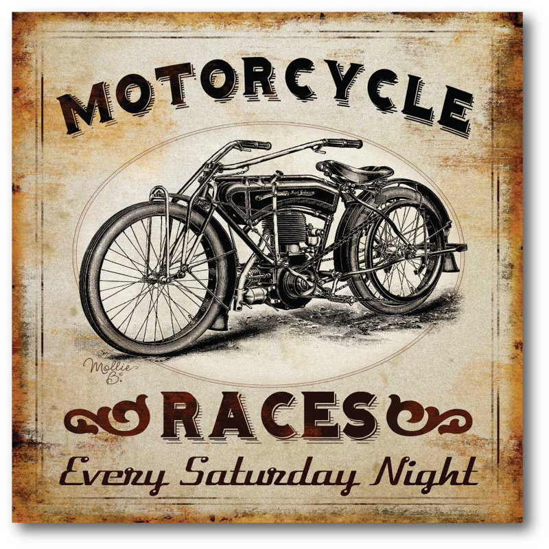 « motocyclette course », affiche rétro sur toile tendue