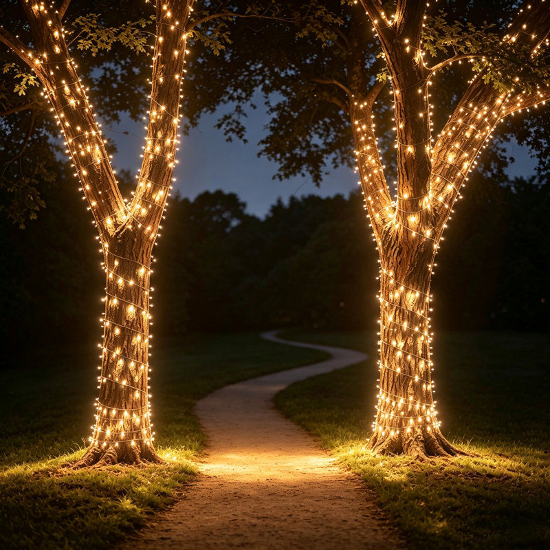 Guirlande lumineuse de Noël de 60 m (200 pi), étanche IP65, certifiée UL, à intensité variable, avec DEL de 5 mm, pour une utilisation extérieure et commerciale, idéale pour décorer les sapins de Noël, les terrasses et les jardins pendant les fêtes. Corde marron.