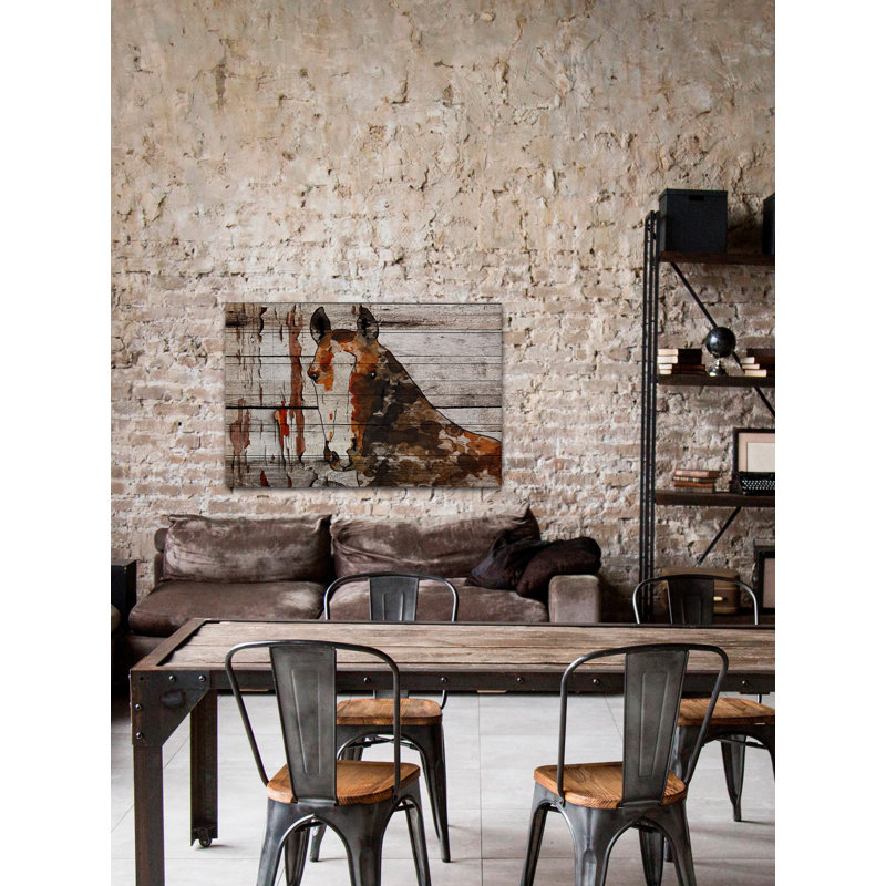 « the brown cheval 2 », impression sur bois blanc, H 40 po x l 60 po x P 1,5 po